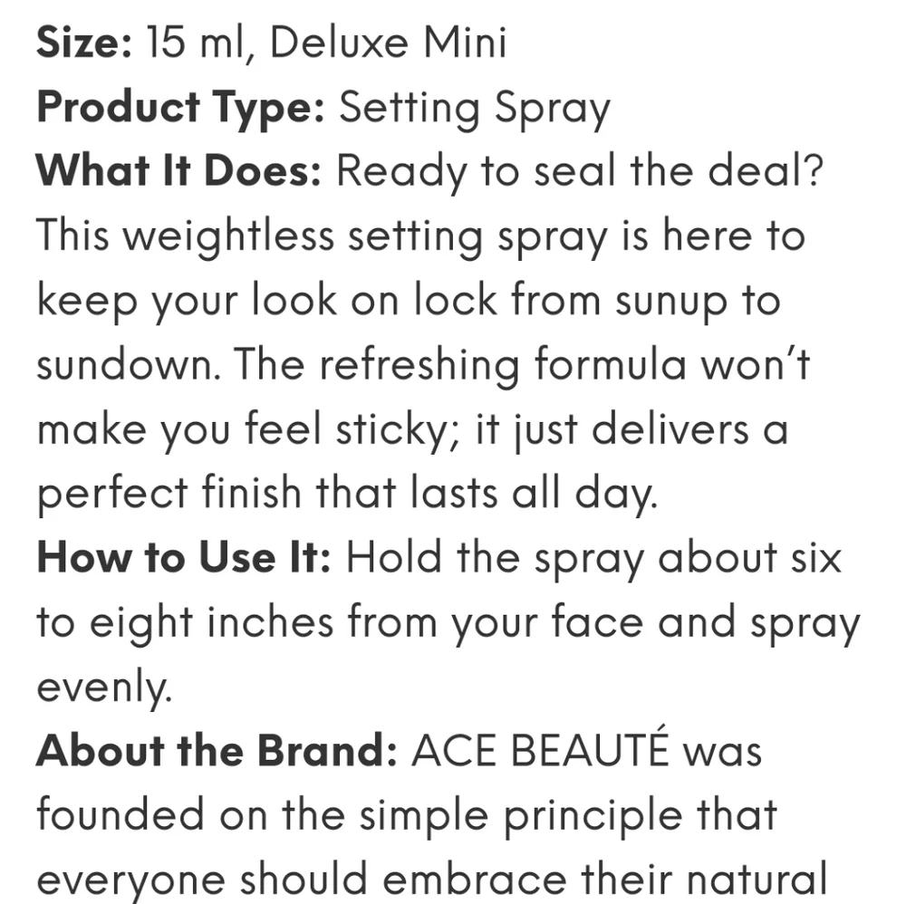 NEW ACE BEAUTE seal it setting spray